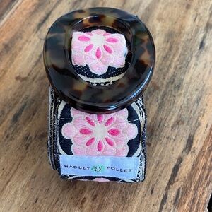 Pink Floral Fabric Belt  with Tortoiseshell Accent buckle